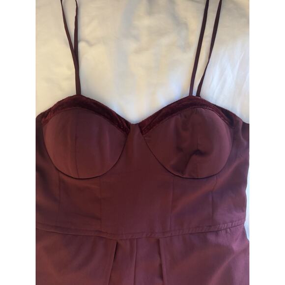 BOG Collective Burgundy Wide Leg Jumpsuit Sweetheart Neckline Fancy XL Holiday - Picture 3 of 6